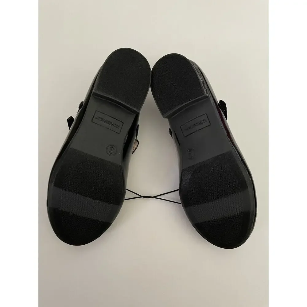 Nordstrom Lillie Mary Jane Black Bow Sparkle Kids Girls Dress Shoes Size 3